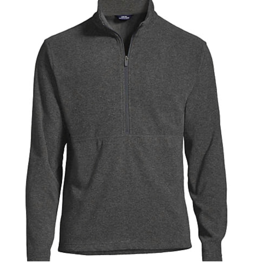 Lands End Thermacheck 100 Fleece Quarter Zip Pullover Top Grey size Medium